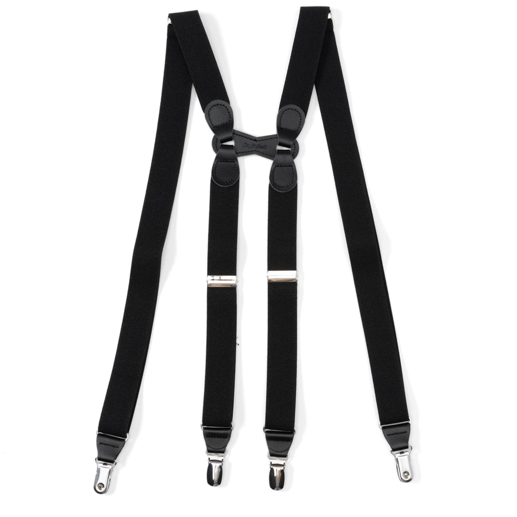 Black Leather/Silver Clip X Back Suspenders (iSuspenders Max, double straps), photo 2 of 6