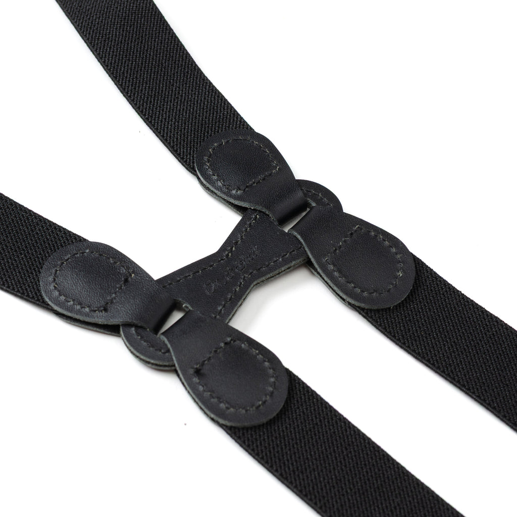 Black Leather/Silver Clip X Back Suspenders (iSuspenders Max, double straps), photo 3 of 6