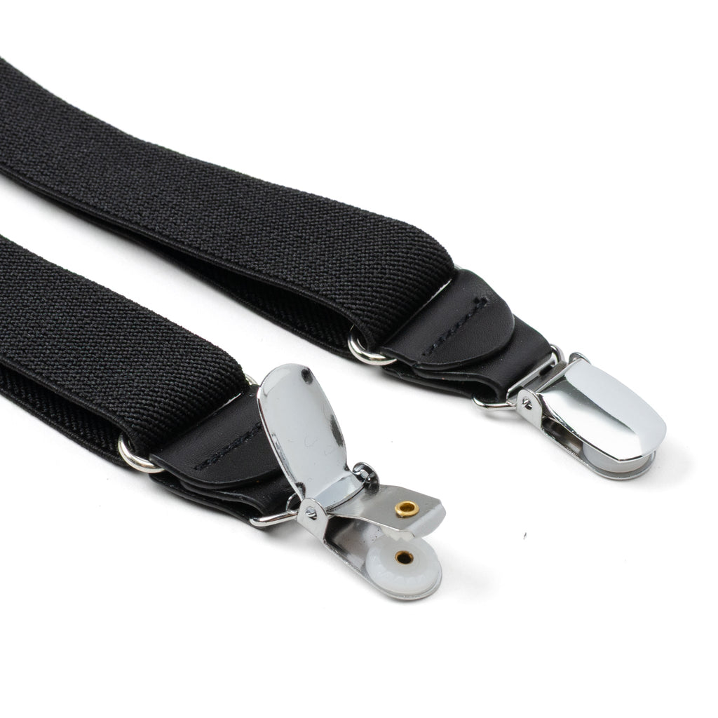 Black Leather/Silver Clip X Back Suspenders (iSuspenders Max, double straps), photo 4 of 6